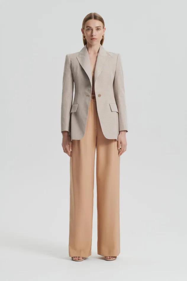 Trousers Women Scanlan Theodore PLEAT DRAPE LEG TROUSER Camel