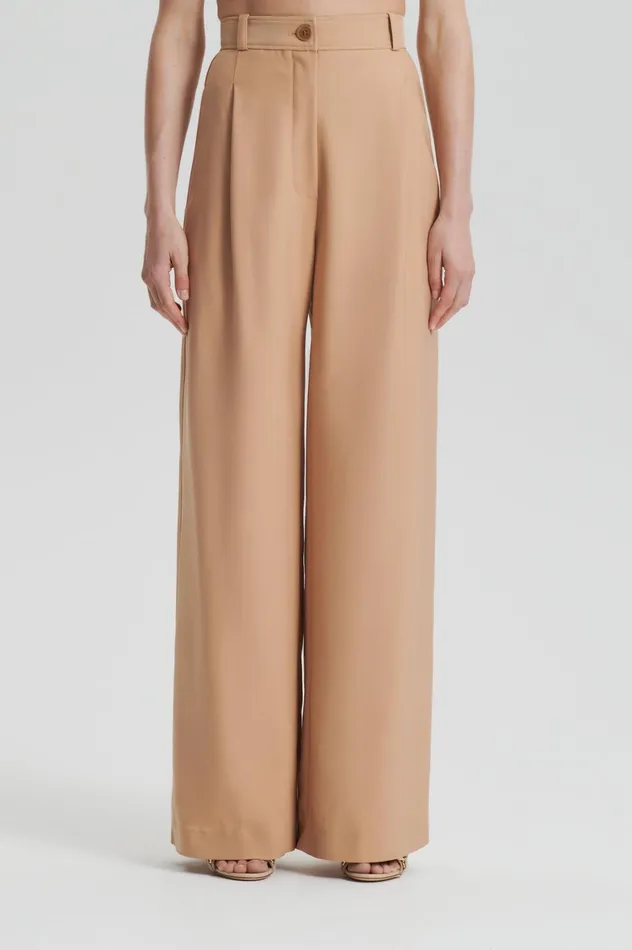 Trousers Women Scanlan Theodore PLEAT DRAPE LEG TROUSER Camel Trousers Women Scanlan Theodore PLEAT DRAPE LEG TROUSER Camel