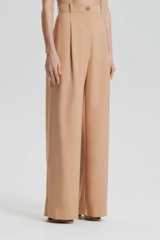 Trousers Women Scanlan Theodore PLEAT DRAPE LEG TROUSER Camel Trousers Women Scanlan Theodore PLEAT DRAPE LEG TROUSER Camel