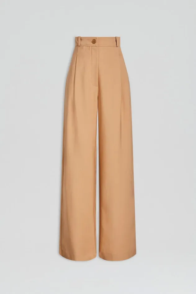 Trousers Women Scanlan Theodore PLEAT DRAPE LEG TROUSER Camel Trousers Women Scanlan Theodore PLEAT DRAPE LEG TROUSER Camel