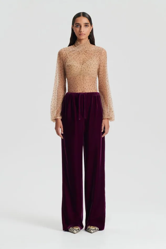 Trousers Women Scanlan Theodore VELVET TROUSER Mulberry