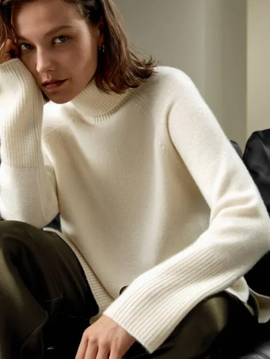 Turtleneck Cashmere Sweater Women Lilysilk Knitwear