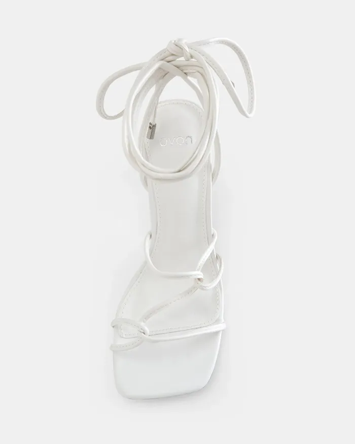 URAY WHITE LaceUp Heels Party NOVO Shoes Women