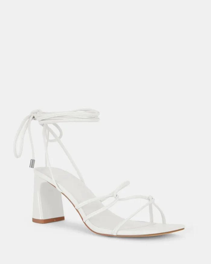 URAY WHITE LaceUp Heels Party NOVO Shoes Women