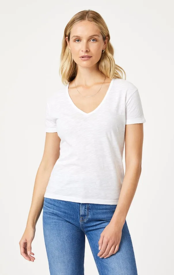VNeck TShirt In White Women Mavi Jeans Tops and TShirts