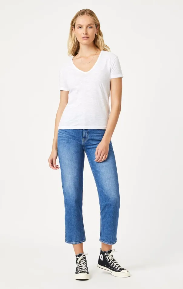 VNeck TShirt In White Women Mavi Jeans Tops and TShirts VNeck TShirt In White Women Mavi Jeans Tops and TShirts