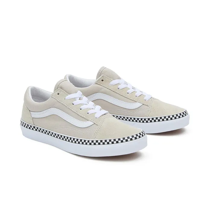 Vans Classics Kids Youth Checkerboard Foxing Old Skool Shoes 814 Years Beige