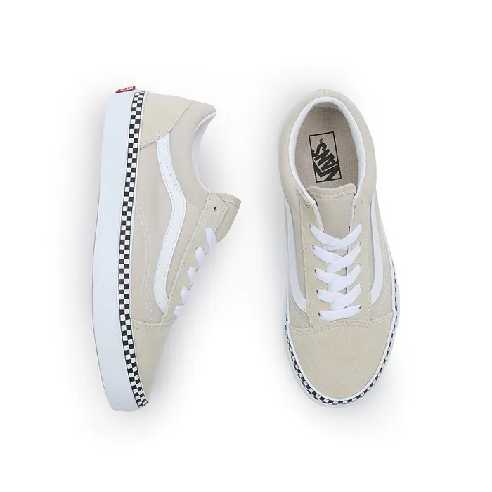 Vans Classics Kids Youth Checkerboard Foxing Old Skool Shoes 814 Years Beige