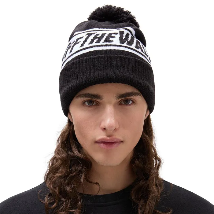 Vans Hats and Beanies Women Off The Wall Pom Beanie Black White