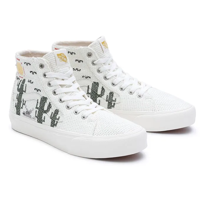 Vans HiTop Shoes Women Desert Embroidery Sk8Hi Tapered VR3 Shoes White