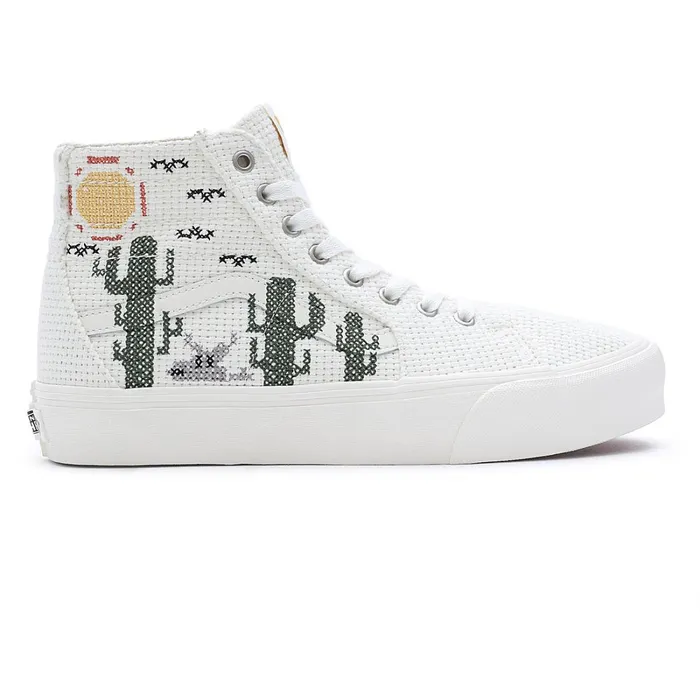 Vans HiTop Shoes Women Desert Embroidery Sk8Hi Tapered VR3 Shoes White