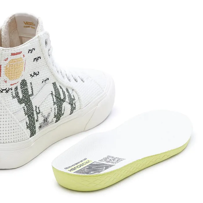 Vans HiTop Shoes Women Desert Embroidery Sk8Hi Tapered VR3 Shoes White