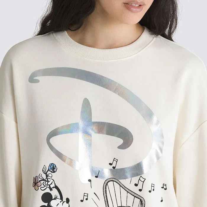 Vans Hoodies and Sweatshirts Women Disney X Swan Song Oversized Long Sleeve Crew Sweatshirt White
