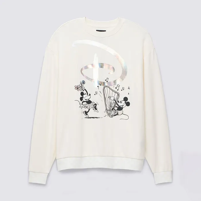 Vans Hoodies and Sweatshirts Women Disney X Swan Song Oversized Long Sleeve Crew Sweatshirt White