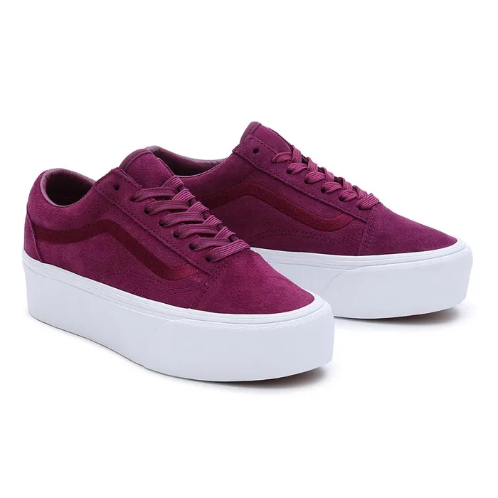 Vans Lowtop Shoes Women Old Skool Stackform Mono Embroidery Shoes Purple