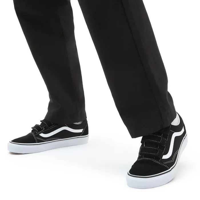 Vans Lowtop Shoes Women SuedeCanvas Old Skool Hook And Loop Shoes Black White