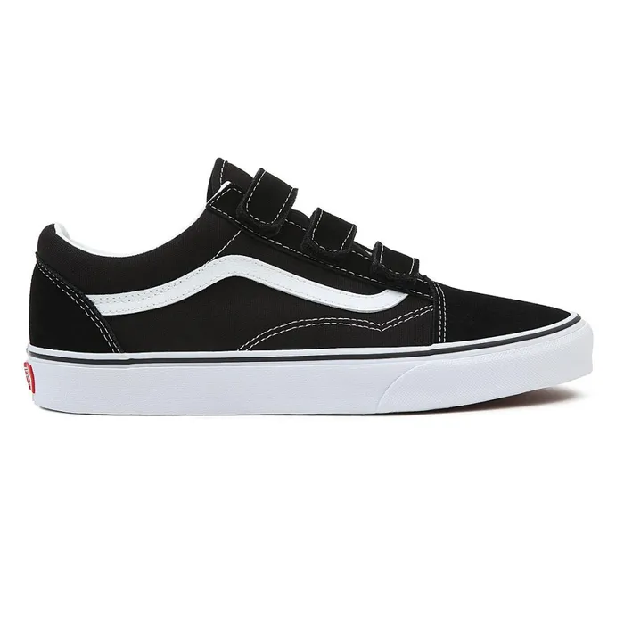 Vans Lowtop Shoes Women SuedeCanvas Old Skool Hook And Loop Shoes Black White