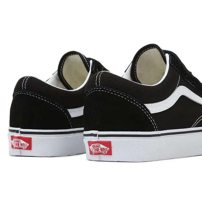 Vans Lowtop Shoes Women SuedeCanvas Old Skool Hook And Loop Shoes Black White