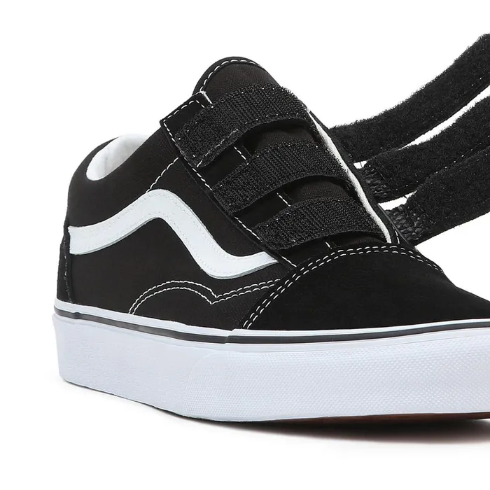Vans Lowtop Shoes Women SuedeCanvas Old Skool Hook And Loop Shoes Black White