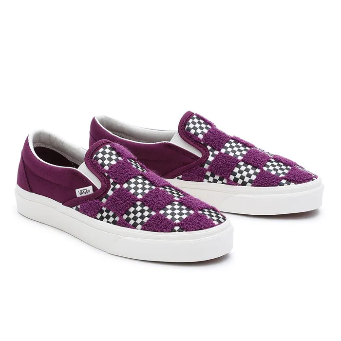 Vans Slipon Shoes Men Tufted Check Classic SlipOn Shoes Purple