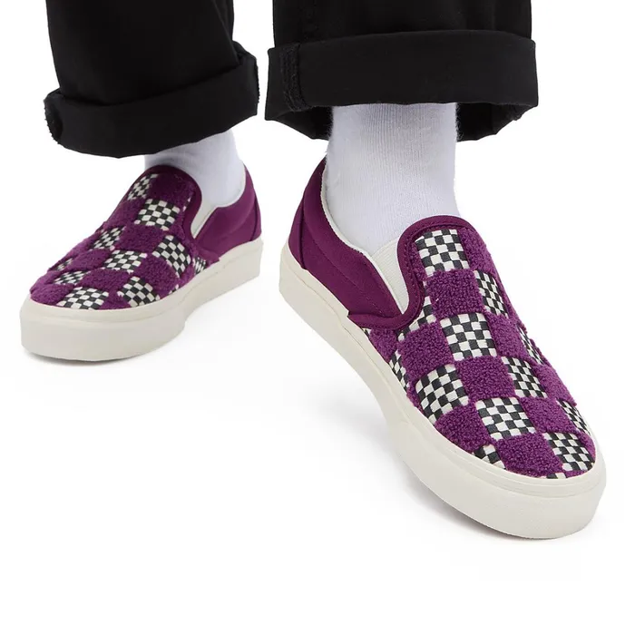 Vans Slipon Shoes Men Tufted Check Classic SlipOn Shoes Purple