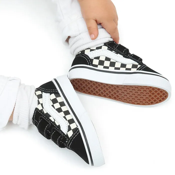 Vans Toddler Shoes 14 Years Kids Toddler Primary Check Old Skool Hook And Loop Shoes 14 Years Black White