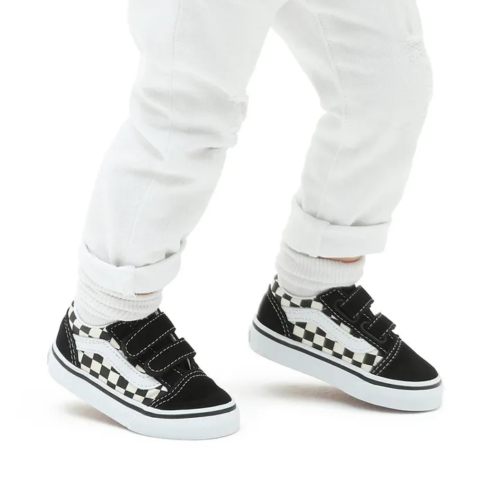 Vans Toddler Shoes 14 Years Kids Toddler Primary Check Old Skool Hook And Loop Shoes 14 Years Black White