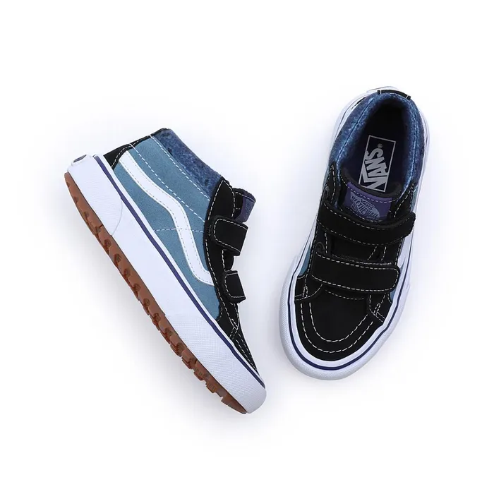 Vans View All Kids Paisley Sk8Mid Reissue MTE1 Hook And Loop Shoes 48 Years Blue Black