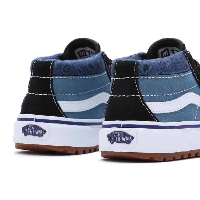 Vans View All Kids Paisley Sk8Mid Reissue MTE1 Hook And Loop Shoes 48 Years Blue Black