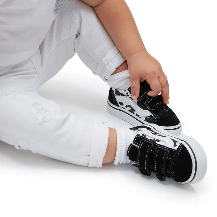 Vans View All Kids Toddler Cow Old Skool Hook And Loop Shoes 14 Years Black