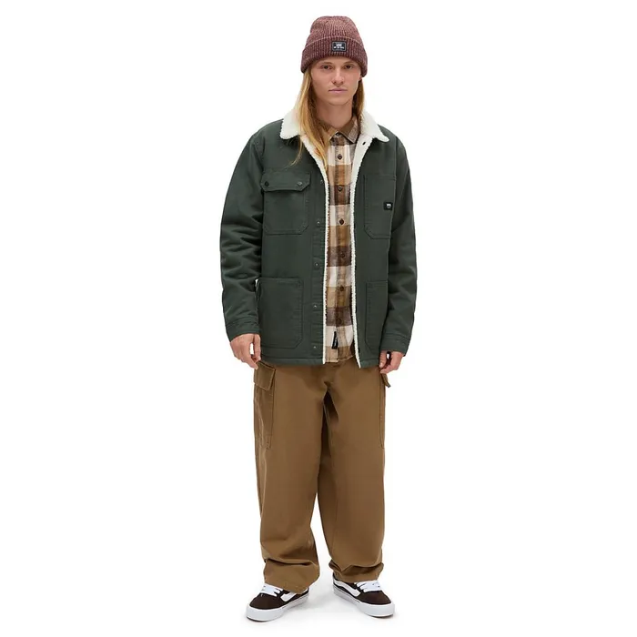 Vans View All Men Drill Chore Coat Sherpa Jacket Green