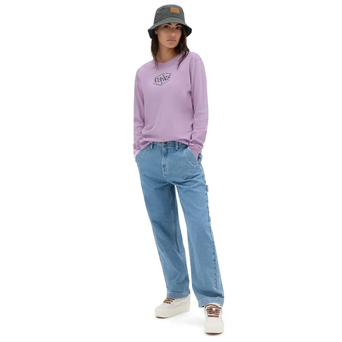 Vans View All Women Path To Explore Long Sleeve Boyfriend Fit TShirt Purple