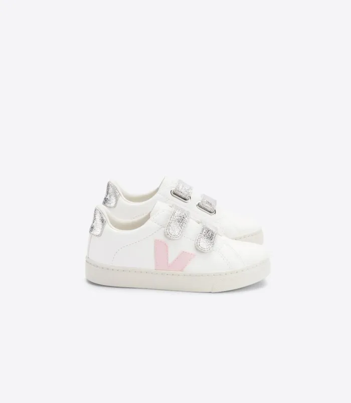 VEJA Esplar Kids ESPLAR CHROMEFREE LEATHER WHITE PETALE SILVER
