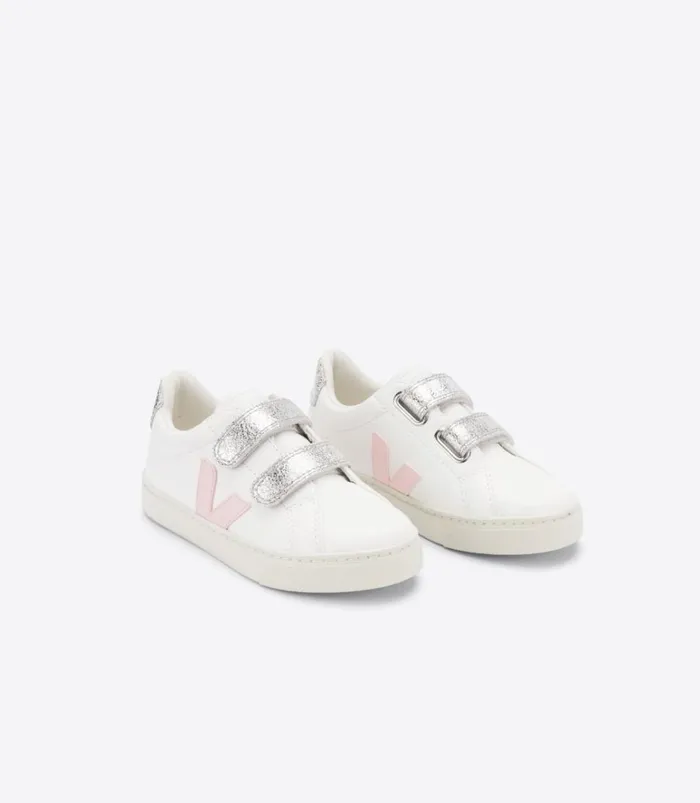 VEJA Esplar Kids ESPLAR CHROMEFREE LEATHER WHITE PETALE SILVER