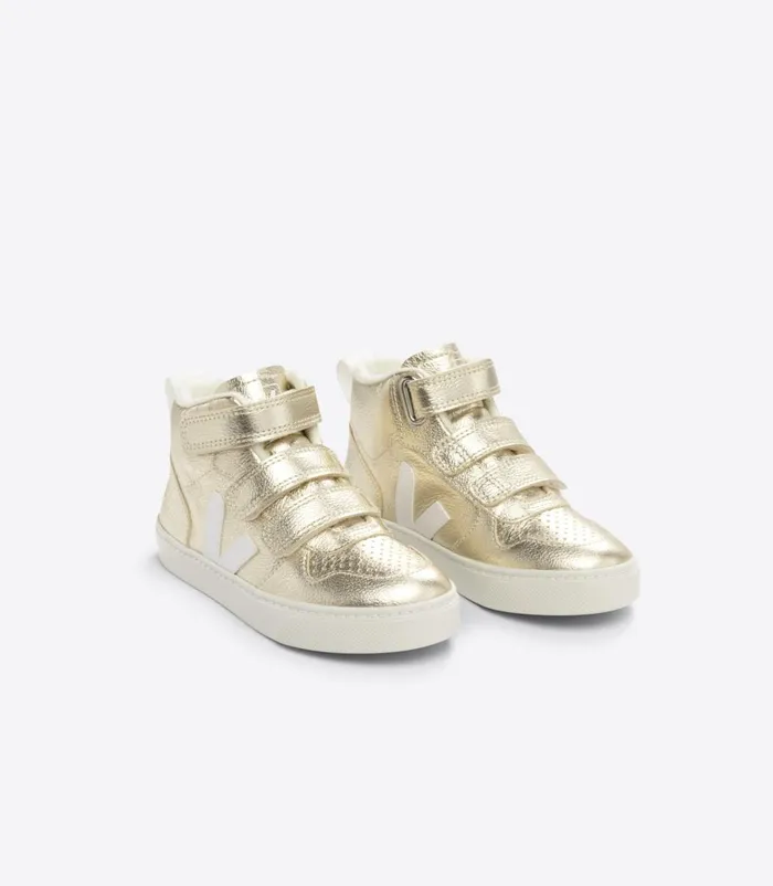 VEJA V10 Mid Kids V10 MID FURED CHROMEFREE LEATHER PLATINE