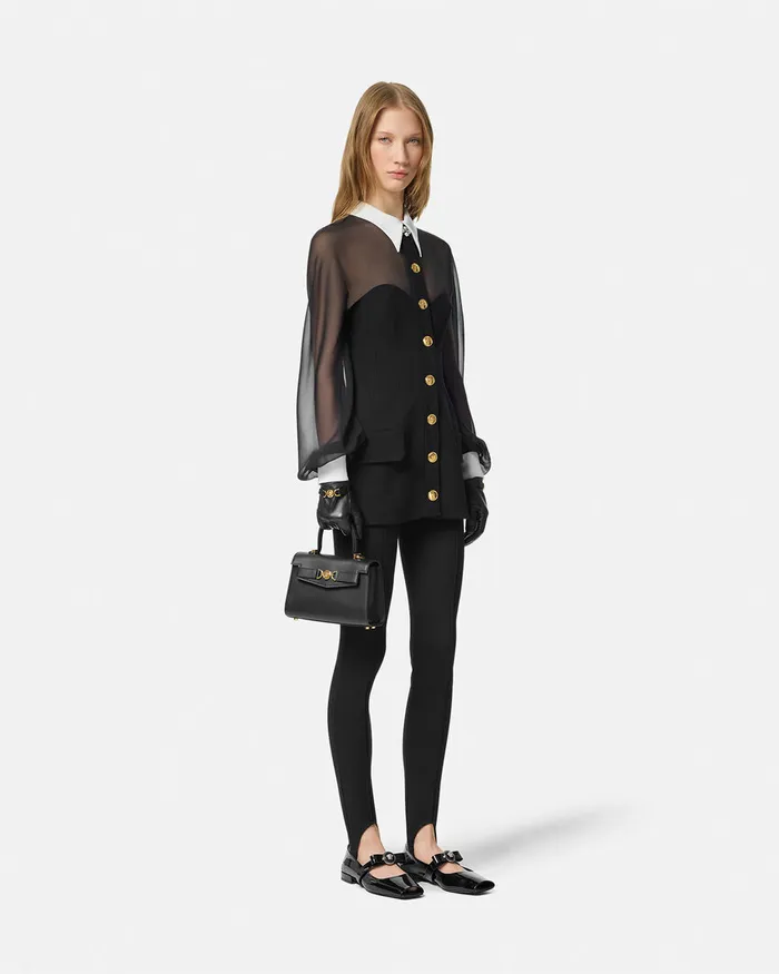 Versace 90s Vintage Logo Stirrup Leggings Black Women Pants and Shorts