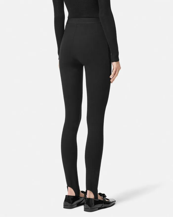 Versace 90s Vintage Logo Stirrup Leggings Black Women Pants and Shorts