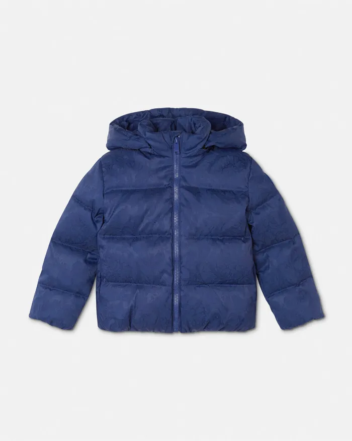 Versace Barocco Jacquard Baby Puffer Jacket Blue Kids Outerwear