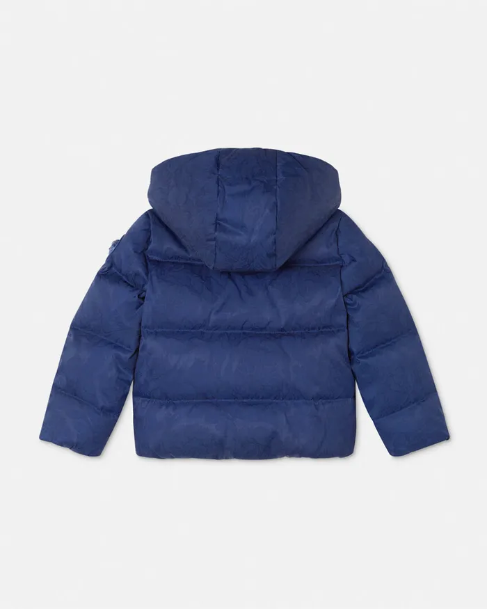 Versace Barocco Jacquard Baby Puffer Jacket Blue Kids Outerwear