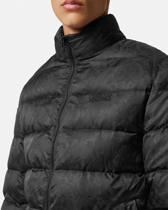 Versace Barocco Light Puffer Jacket Black Men Jackets and Coats