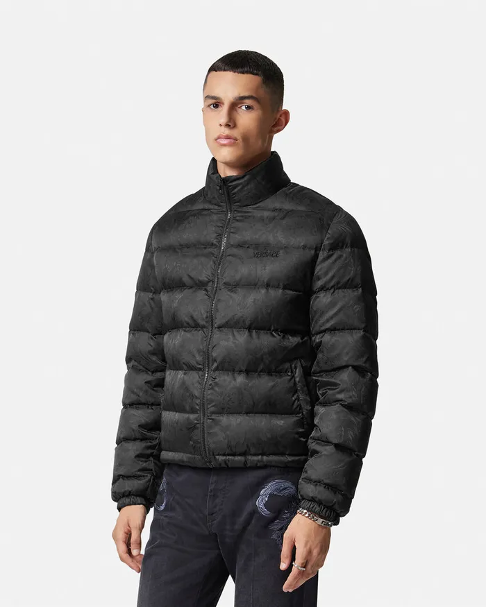 Versace Barocco Light Puffer Jacket Black Men Jackets and Coats