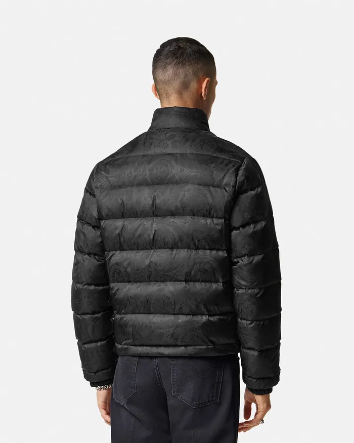 Versace Barocco Light Puffer Jacket Black Men Jackets and Coats