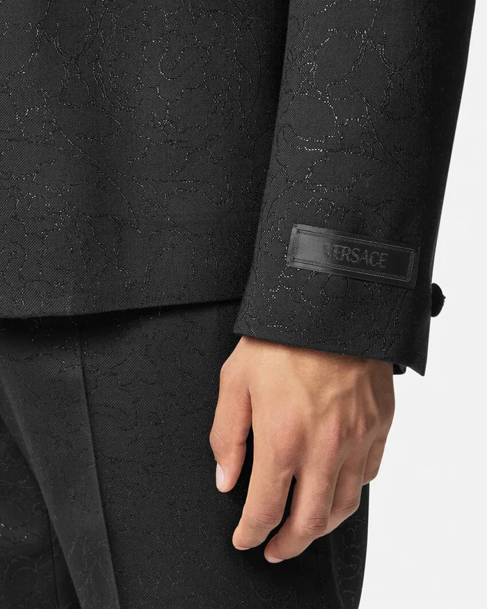 Versace Barocco Lurex DoubleBreasted Blazer Black Men Blazers and Suits