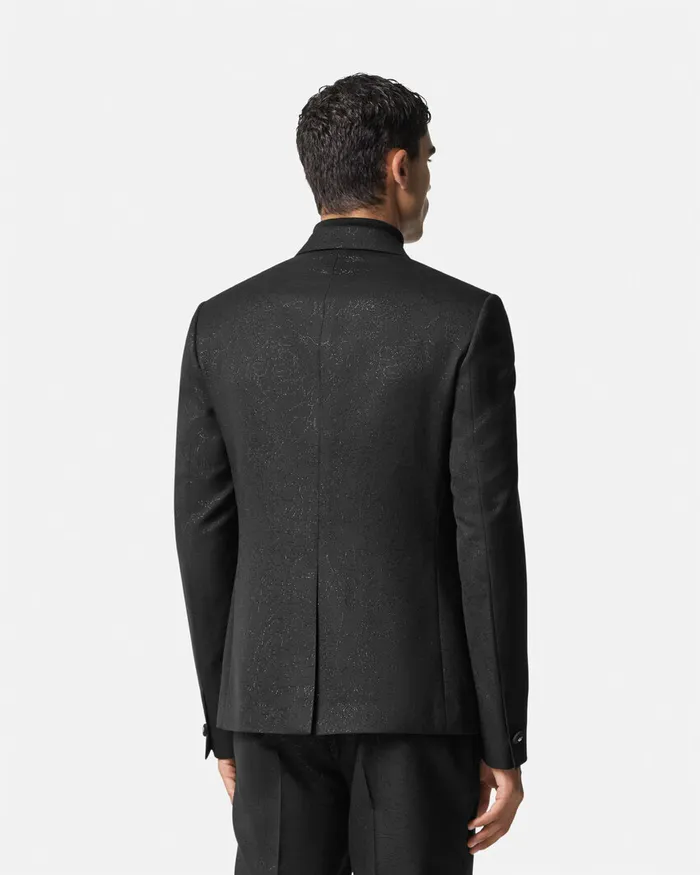 Versace Barocco Lurex DoubleBreasted Blazer Black Men Blazers and Suits
