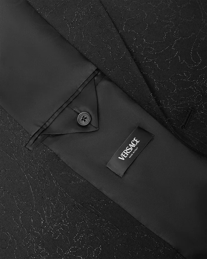 Versace Barocco Lurex DoubleBreasted Blazer Black Men Blazers and Suits