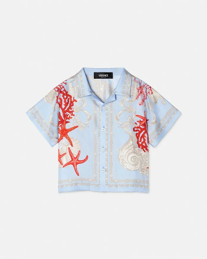 Versace Barocco Sea Baby Silk Shirt Blueprint Kids Shirts and Tshirts