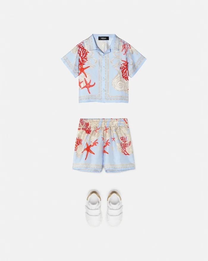 Versace Barocco Sea Baby Silk Shirt Blueprint Kids Shirts and Tshirts