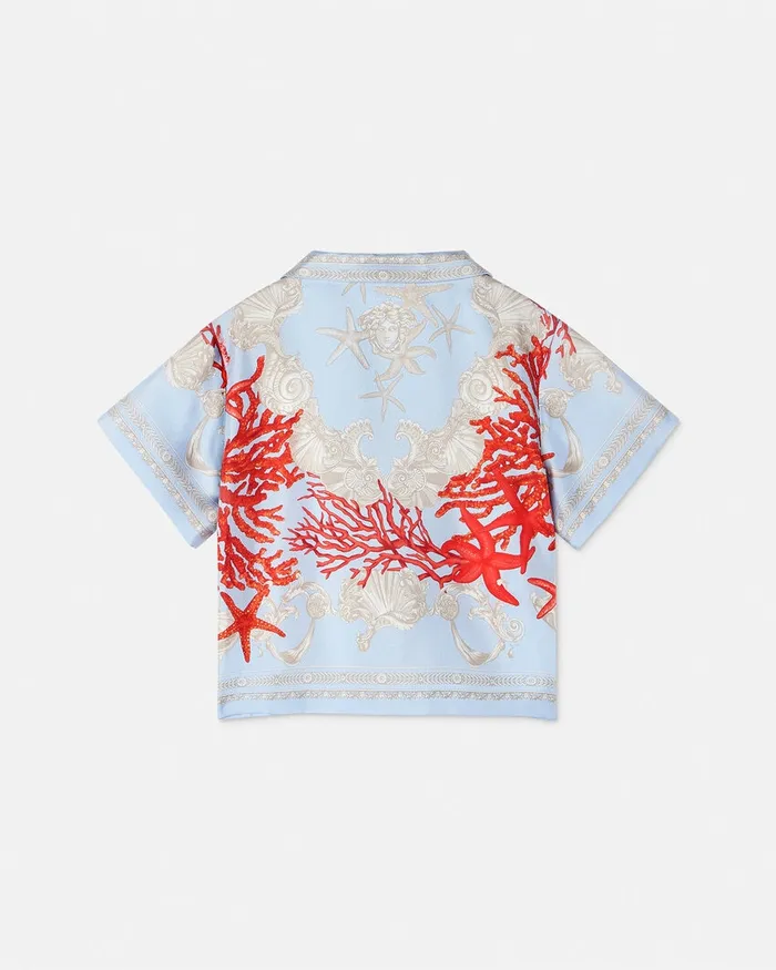 Versace Barocco Sea Baby Silk Shirt Blueprint Kids Shirts and Tshirts