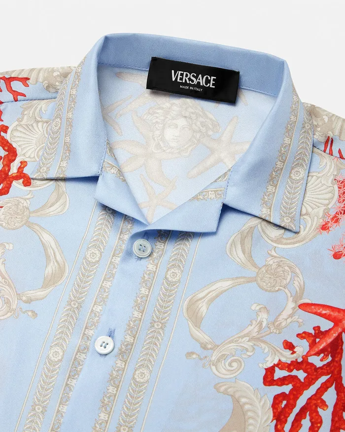 Versace Barocco Sea Baby Silk Shirt Blueprint Kids Shirts and Tshirts