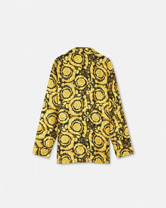 Versace Barocco Silk Pajama Top Blackprint Men Loungewear and Pajamas